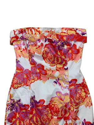 RNWY Jade Acadia Floral Strapless Midi Dress XS Pink Orange Y2K Party Cocktail thumbnail 3