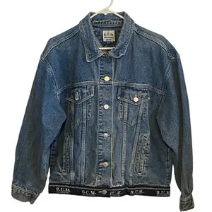 Vintage 90s B.U.M. Equipment Denim Jean Jacket logo hem streetwear classic basic thumbnail 2