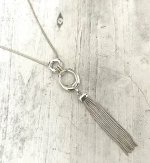 Charter club silver tone tassel chain necklace thumbnail 1