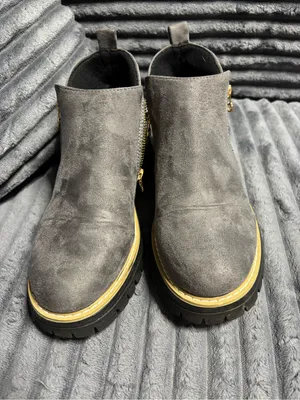 Women’s Gray Faux Suede Booties thumbnail 3
