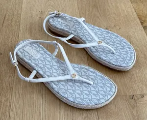 Michael Kors Espadrille Sandals Samara Size US8 White Beige Gold thumbnail 1