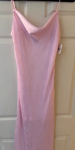 Altar'd State Pale Pink Satin Cowl Midi Slip Dress thumbnail 1