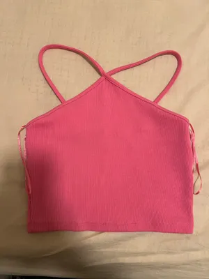 Pink Ribbed ZARA Top Crop thumbnail 4