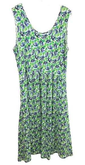 VTG The Eagle's Eye Large Midi Dress Floral Sleeveless Blue Green Bow 80s‎ 1600 thumbnail 1