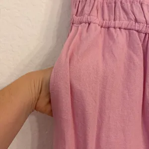 Old Navy Linen Blend‎ Jumpsuit Medium Cottagecore Smocked Wide Leg Ankle Pink thumbnail 5