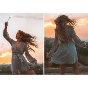Lovestitch‎ Shooting Star Metallic Wrap Long Sleeve Mini Dress S thumbnail 2