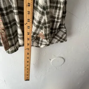 Free People‎ Womens Plaid Long Sleeve Button Shirt Olive Green Bohemian Cabin XS thumbnail 5