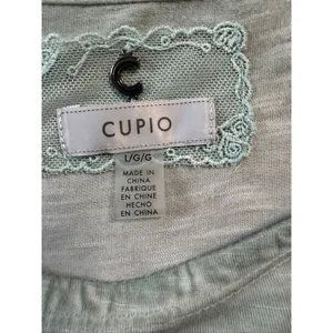 Cupio Light Green Puff Sleeve Top Size L Eyelet Cotton Sleeves thumbnail 2