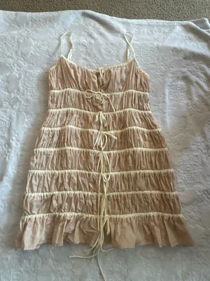 ASOS Topshop Crinkle Smocked Mini Dress with Tie Straps SIZE 10 thumbnail 6
