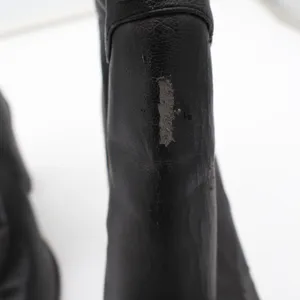 Black Faux Leather Mid-Calf Block Heel Boots Round Toe Size 9 Slouchy Pull On thumbnail 5