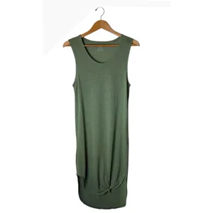 Aerie Tank Dress Women XXS Olive Green Linen Blend Midi High Low Athleisure thumbnail 2