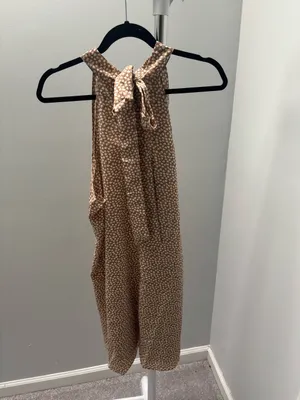 Shein Tan and White Heart Print Halter Dress thumbnail 5