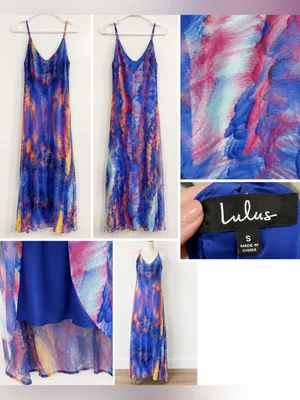 Lulus Watercolor Print Maxi Dress Small | Colorful Abstract Slip Dress thumbnail 2