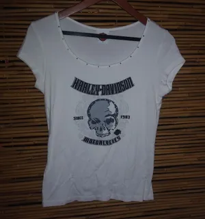 HARLEY DAVIDSON L White Black Jeweled Top thumbnail 1