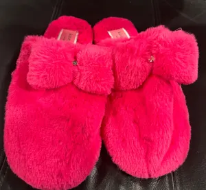Kate Spade Vibrant Pink Fuzzy Slippers NWOT thumbnail 1