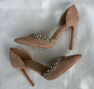 Kastra Light Nude Suede Rhinestone Pointed-Toe Pumps size 8 thumbnail 7