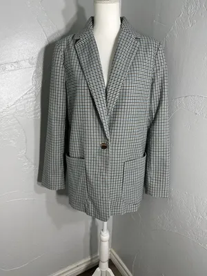 a new day Plaid Single-Button Blazer in Blue and Black. thumbnail 15
