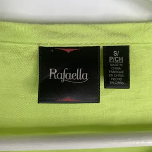 Rafaella Size S Linen Tunic Top Shirt Roll Tab Sleeve Neon Green Button Front thumbnail 3