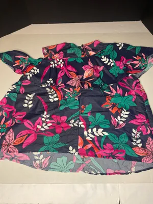 Isabel Maternity by Ingrid & Isabel Womens Floral Shirt Blouse Open Shoulder L thumbnail 6