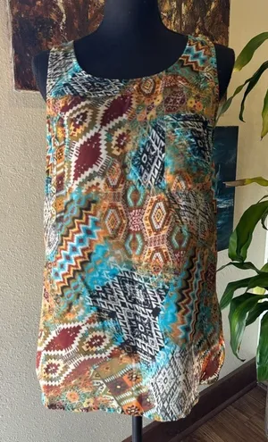 EUC Bobeau SOUTHWESTERN STYLE TANK TOP CHIFFON STYLE SZ M thumbnail 1