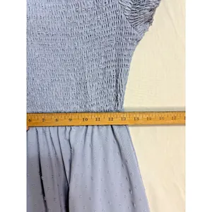 Simplee Smocked Bodice ChiffonMidi Dress‎ Sz L Light Blue Cottage Party NWT thumbnail 6