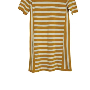 Ann Taylor Size XS Sheath Dress Mustard Yellow Striped Cotton‎ Knit Short Sleeve thumbnail 3