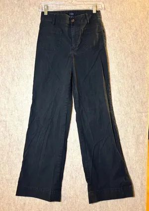 J.Crew Lizzie Wide Leg Pants Womens 24 Black Linen Blend High Rise thumbnail 1