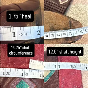 Vintage 80s Vita Mori Burgundy Geometric Western Revival Art‎ Deco Leather Boots thumbnail 10