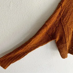 Free People Seashell Myrrh Knit Distressed Cropped Sweater Sz Medium thumbnail 7
