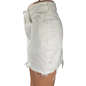 H&M Women's White High Waist Cut Off Raw Hem Pencil Denim Jean Skirt Size 2 thumbnail 2
