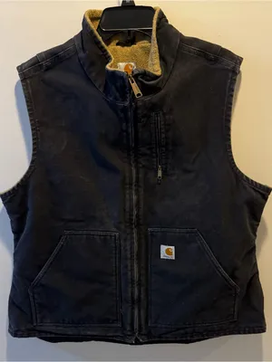 Carhartt Black Quilted-Lined Canvas Vest thumbnail 1