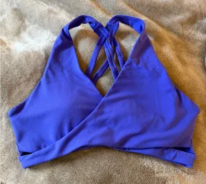 Fabletics - Vibrant Purple Cross-Back/Criss Cross Triangle Sports Bra thumbnail 1