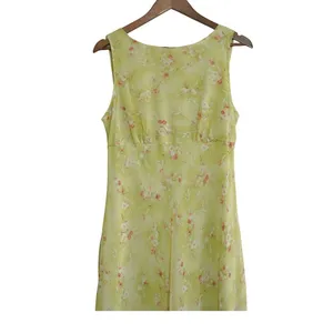 Studio Y Vintage 90s‎ Teacher Yellow Floral Sleeveless Midi Dress Size 13/14 Made in USA thumbnail 2