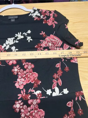 J.Jill Wearever Floral Stretch Knit Midi Dress Black Pink Size S thumbnail 11