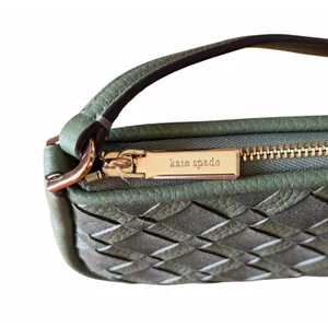 Kate Spade Kayla KM148 Woven Leather Convertible Shoulder Bag Cedar Green NWOT thumbnail 15