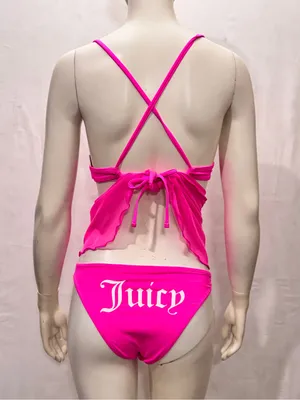 Juicy Couture Hot Pink Underwire Bikini Set with Mesh Sarong Coverup Size XS thumbnail 3