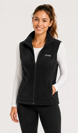 Columbia Black Full Zip Fleece Vest Women’s M thumbnail 1