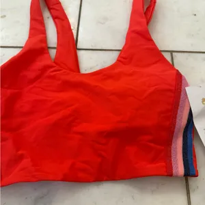 Spiritual Gangster Red Sports Bra with Striped Detail thumbnail 1