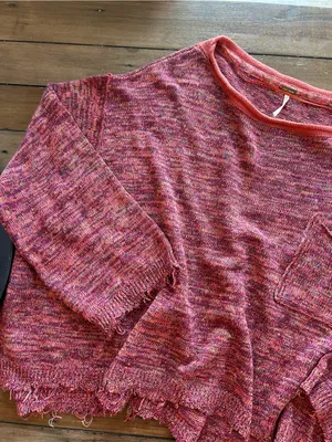 Free People Linen Prism Spacedye Red Slouchy Sweater S thumbnail 5