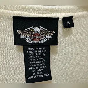 Harley Davidson Sweater cream Scrolled Fleur De Lis Size XL thumbnail 5
