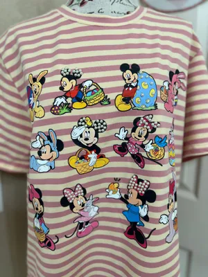 Disney Easter Characters Striped Pearl T-Shirt Pastel Size L NWOT thumbnail 3