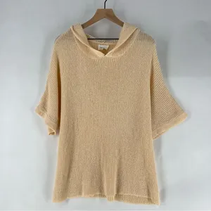 Driftwood Daydreams Hooded Short Sleeve‎ Dolman Oversized Open Knit Sweater L thumbnail 3