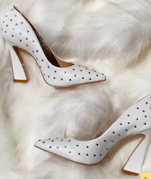 Schutz Belmira White Stud Leather Pumps thumbnail 4