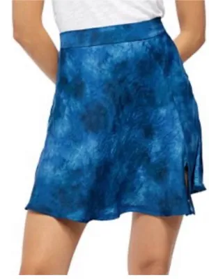 Free People Martine Blue Tie-Dye Flirty Mini Skirt with Front Slit Boho - Size 8 thumbnail 2
