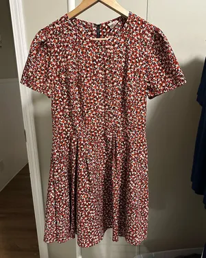 Red White Blue Heart Cheetah Print Mini Short Sleeve Dress size XS thumbnail 1