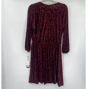 Tommy Hilfiger Burnout Velvet Dress Sz 6 Whimsigoth Burgundy Sheer Romantic Goth thumbnail 8