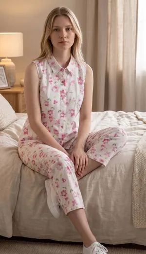 Victoria's‎ Secret Vintage 2003 Pink Floral Cotton Pajama Set XS Sleeveless Top thumbnail 1