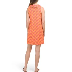 Trina Turk Leko Mini‎ Dress Orange Pink Geometric Cowl Neck Sleeveless NWT L thumbnail 2