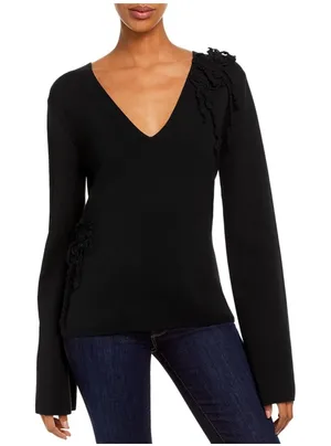 Rebecca Taylor Women 100% Cotton Fairy Grungr Whimsigoth Flare Knit Sweater‎ Top thumbnail 1