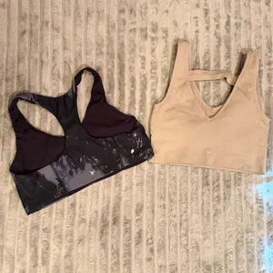 Old Navy & 90 Degree by Reflex Sports Bra Bundle Marble & Ribbed Tan Large thumbnail 5